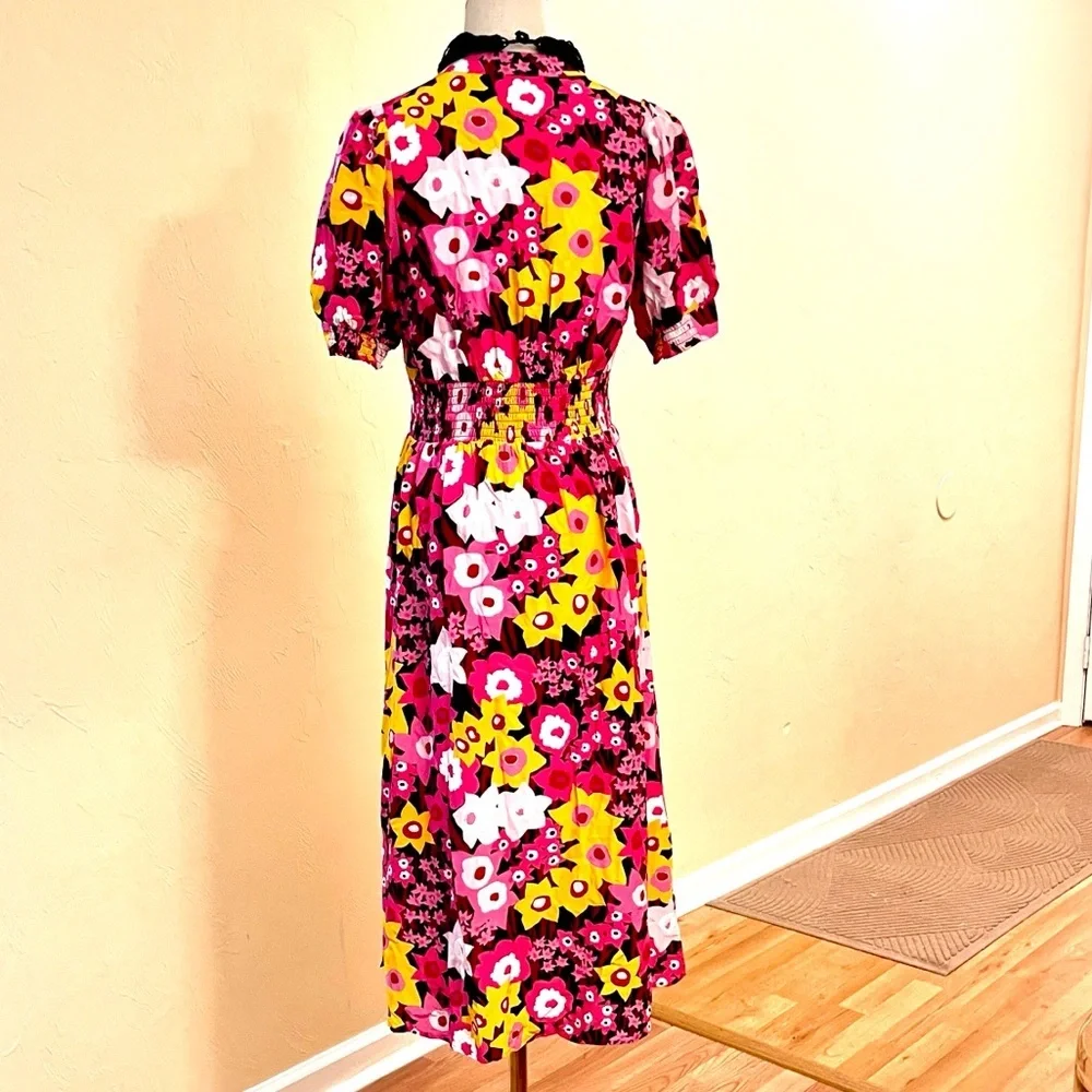 Lesley Evers,CAROLINE Daffodils Dress,Pockets, Lined, Pull-On, PERFECT,Size XS